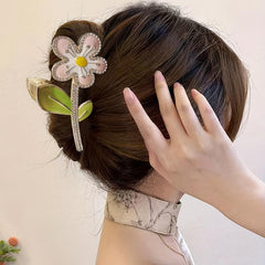 Enamel Flower Hair Claw Shark Claw Ponytail Holder Hair Accessories