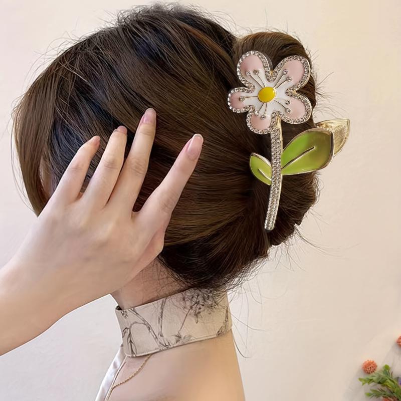 Enamel Flower Hair Claw Shark Claw Ponytail Holder Hair Accessories