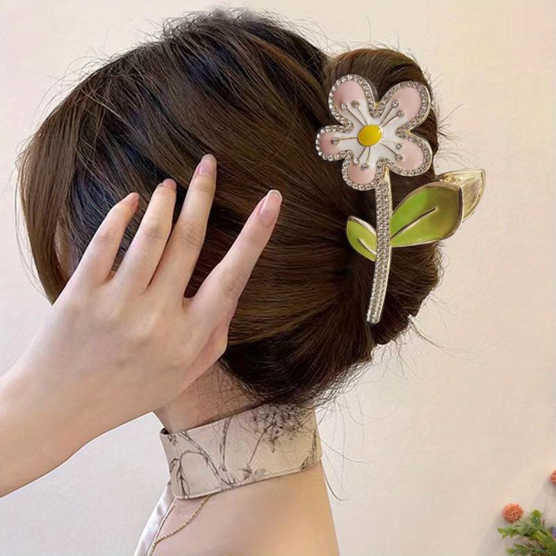 Enamel Flower Hair Claw Shark Claw Ponytail Holder Hair Accessories