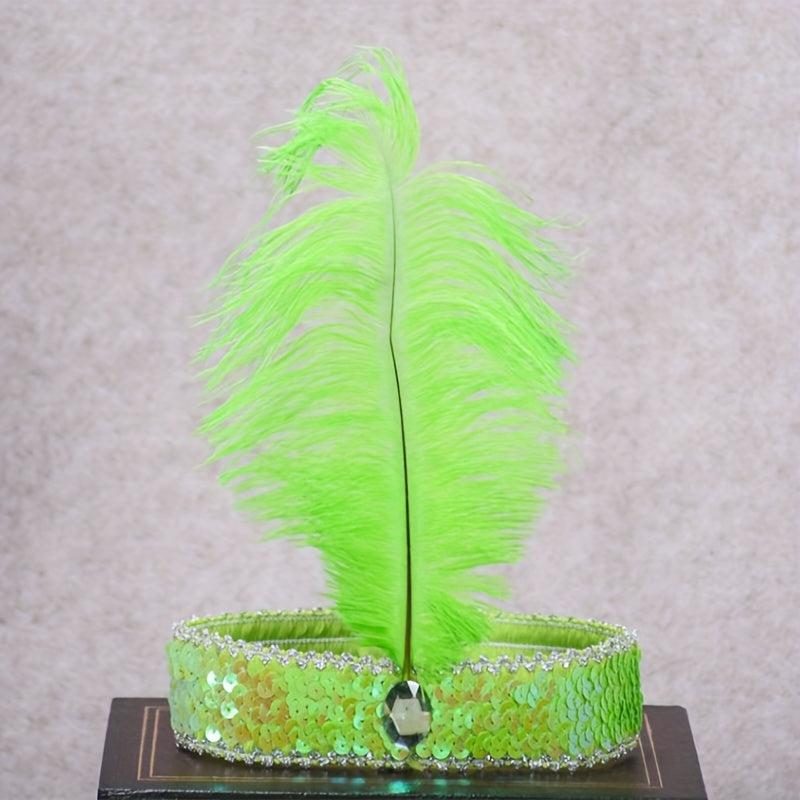 Faux Feather Fascinator Headband Flapper Sequin Headdress Costume Head Band