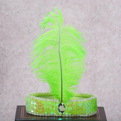Faux Feather Fascinator Headband Flapper Sequin Headdress Costume Head Band