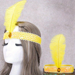 Faux Feather Fascinator Headband Flapper Sequin Headdress Costume Head Band