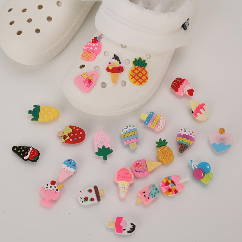24pcs Ice Cream Shoe Charms for Girls