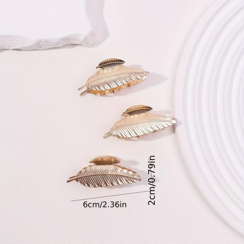 3pcs Leaf Shaped Hair Claw Ponytail Holder