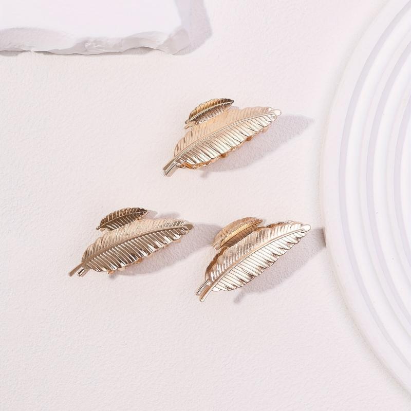 3pcs Leaf Shaped Hair Claw Ponytail Holder