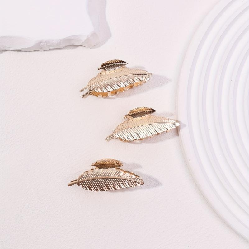 3pcs Leaf Shaped Hair Claw Ponytail Holder