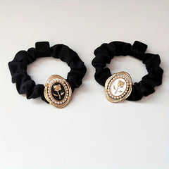 Rose Pattern Faux Pearl Decor Hair Tie Elastic Scrunchie