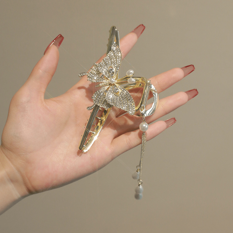 Butterfly Hair Claw With Tassel Ponytail Shark Claw Hair Accessories