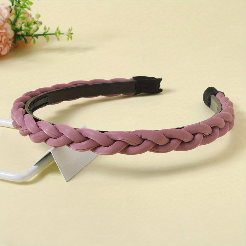 PU Leather Braided Headband for Women Girls