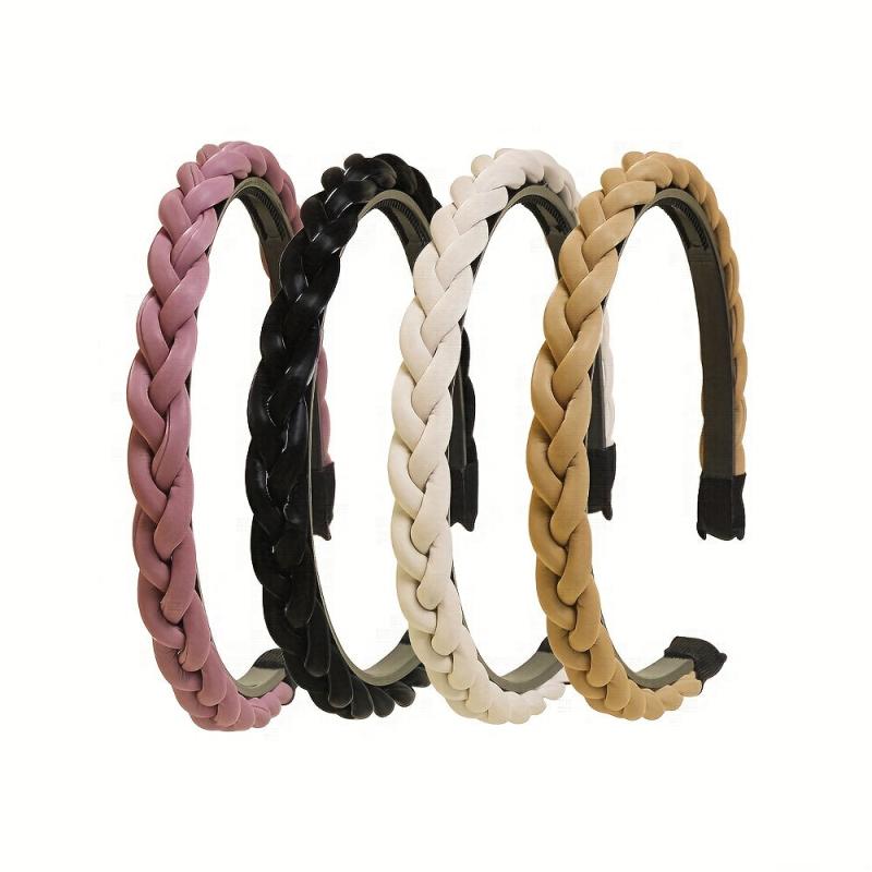 PU Leather Braided Headband for Women Girls