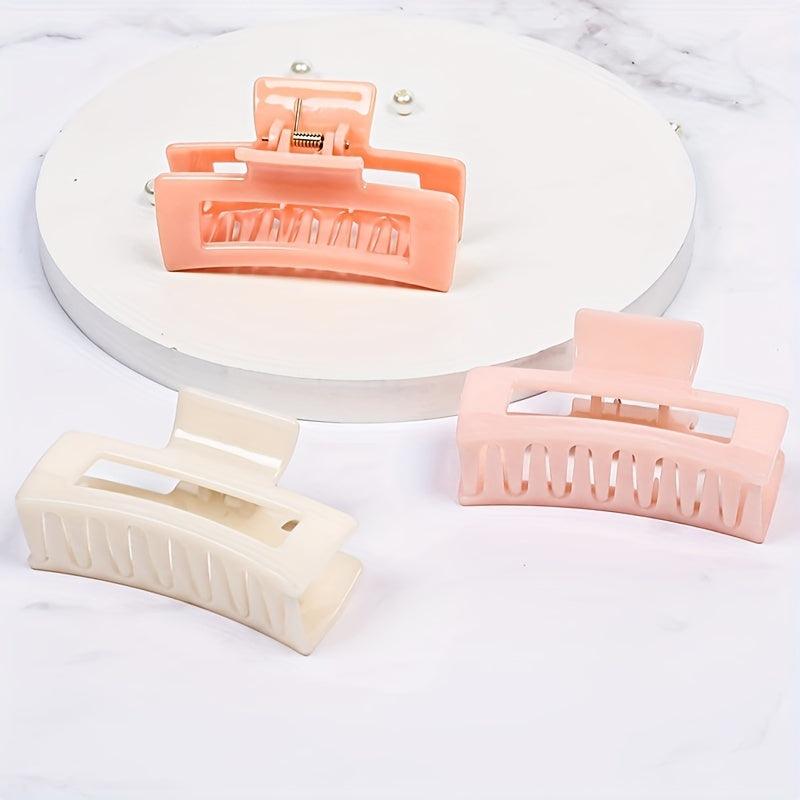 3pcs Square Hair Claw Back Head Bun Head Claw Shark Claw Hair Accessories