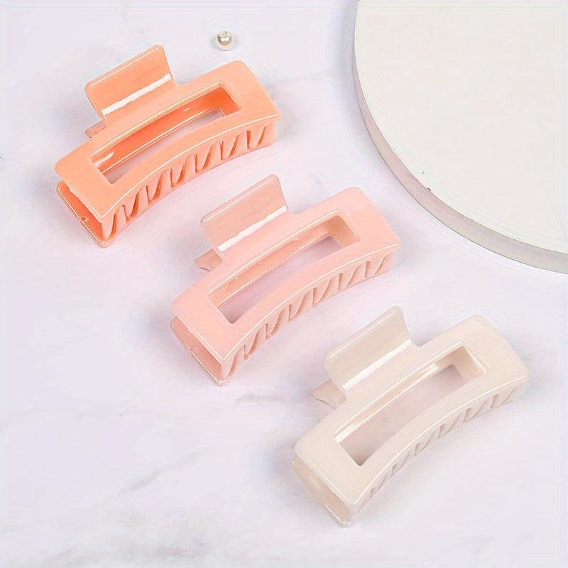3pcs Square Hair Claw Back Head Bun Head Claw Shark Claw Hair Accessories