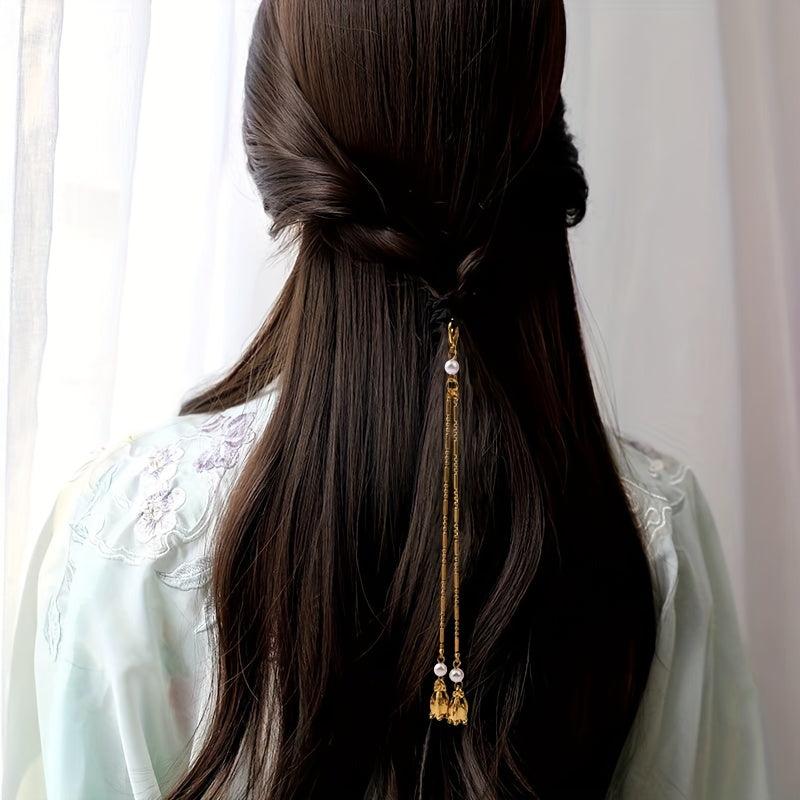 Chinese Hair Tie Bell Orchid Tassel Hair Rope Women Girls Hair Accessories