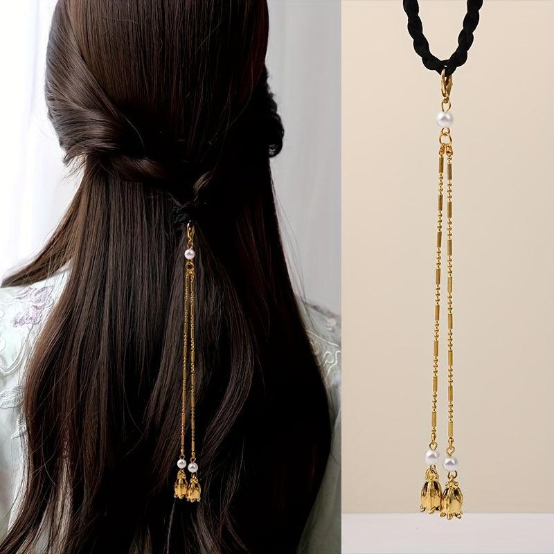 Chinese Hair Tie Bell Orchid Tassel Hair Rope Women Girls Hair Accessories
