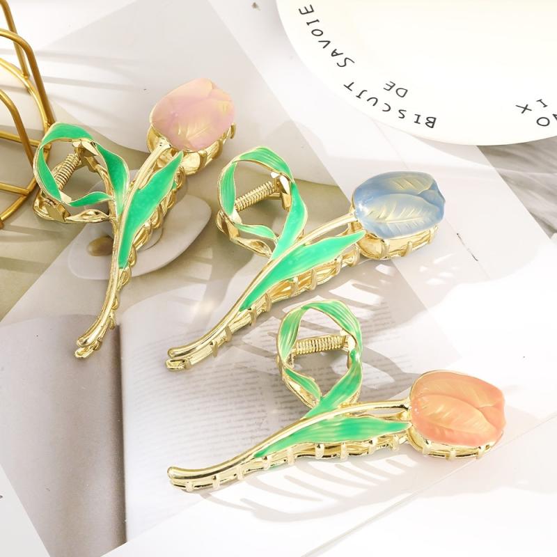 Tulip Large Claw Clip Flower Updo Hairpin Leaf Hair Clip