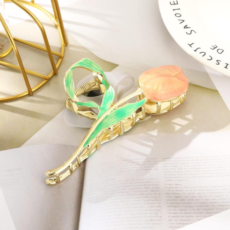 Tulip Large Claw Clip Flower Updo Hairpin Leaf Hair Clip