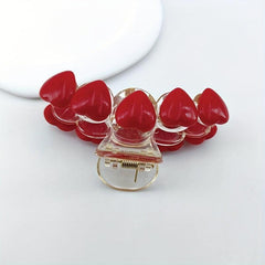 Red Heart Decor Hair Claw Nonslip Ponytail Holder