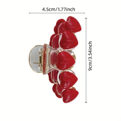 Red Heart Decor Hair Claw Nonslip Ponytail Holder