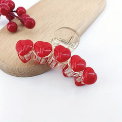 Red Heart Decor Hair Claw Nonslip Ponytail Holder