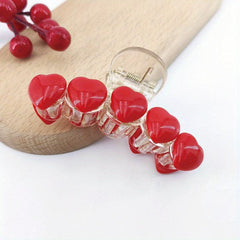 Red Heart Decor Hair Claw Nonslip Ponytail Holder