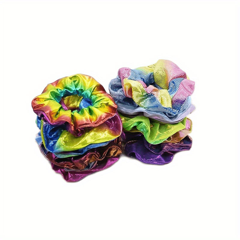 10pcs Laser Scrunchie Hair Tie Glitter Y2K Hair Rope Holographic Female