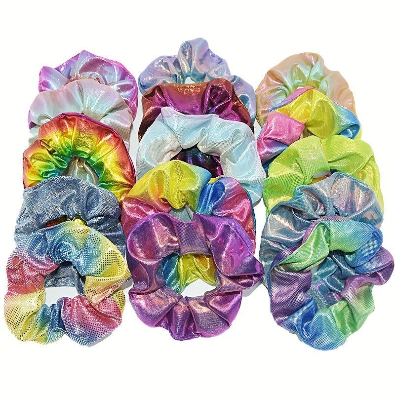 10pcs Laser Scrunchie Hair Tie Glitter Y2K Hair Rope Holographic Female