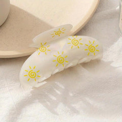 Cartoon Print Hair Claw Clip Boho Acetate Banana Clip Hair Accessory