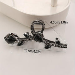 Vintage Rhinestone Hair Claw Glitter Hair Claw Nonslip Ponytail Holder