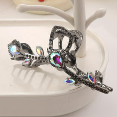 Vintage Rhinestone Hair Claw Glitter Hair Claw Nonslip Ponytail Holder