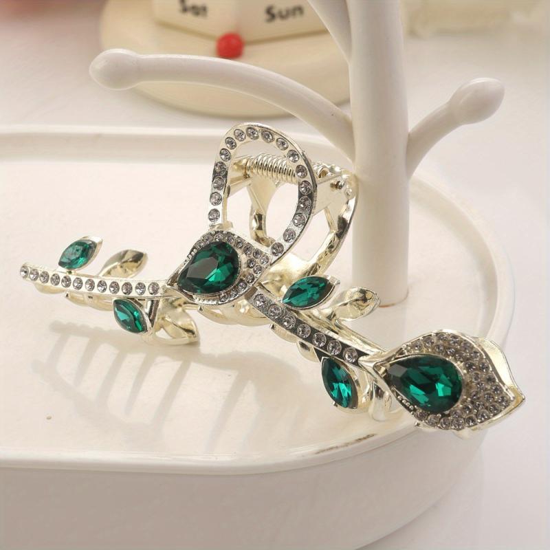 Vintage Rhinestone Hair Claw Glitter Hair Claw Nonslip Ponytail Holder