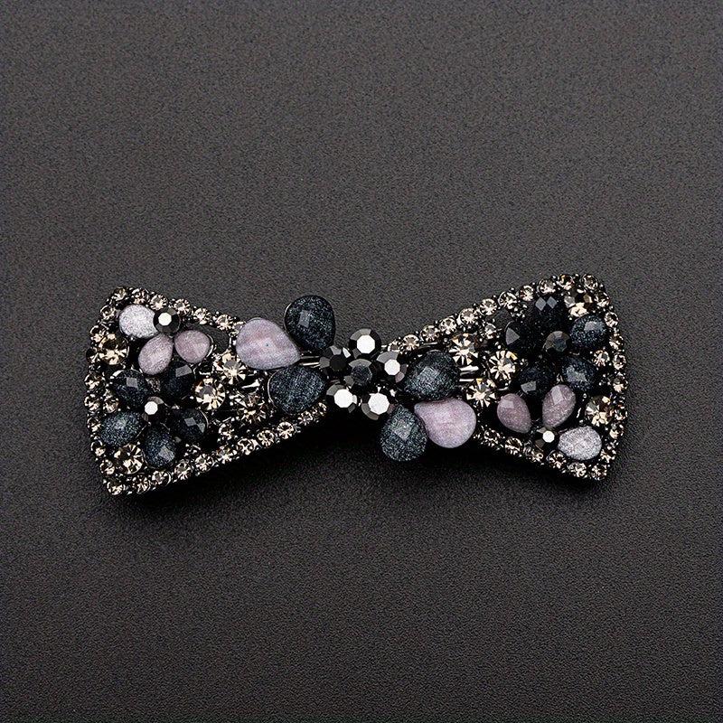 Vintage Rhinestone Flower Side Clip French Barrette Hair Accessories
