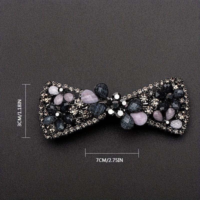 Vintage Rhinestone Flower Side Clip French Barrette Hair Accessories