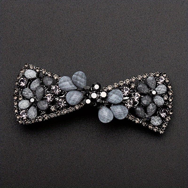 Vintage Rhinestone Flower Side Clip French Barrette Hair Accessories
