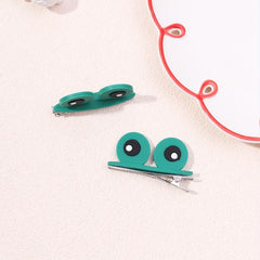 2pcs Cartoon Flog Eyes Decor Hair Clip for Girls