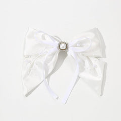 Large Bow Barrette Faux Pearl Tassel Hair Clip for Women Girls