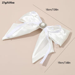 Large Bow Barrette Faux Pearl Tassel Hair Clip for Women Girls