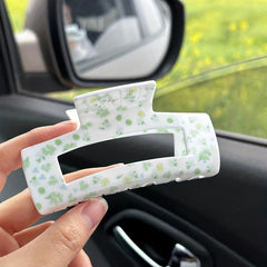 Flower Pattern Hollow Rectangle Hair Claw Acrylic Shark Claw Ponytail Holder