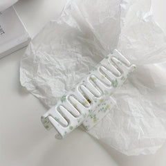 Flower Pattern Hollow Rectangle Hair Claw Acrylic Shark Claw Ponytail Holder