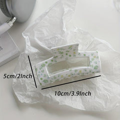Flower Pattern Hollow Rectangle Hair Claw Acrylic Shark Claw Ponytail Holder