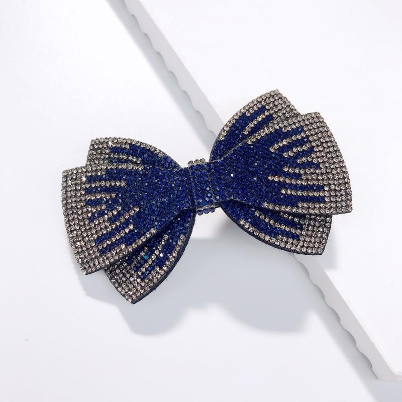 Rhinestone Bow Hairpin Back Head Clip Headdress Spring Clip