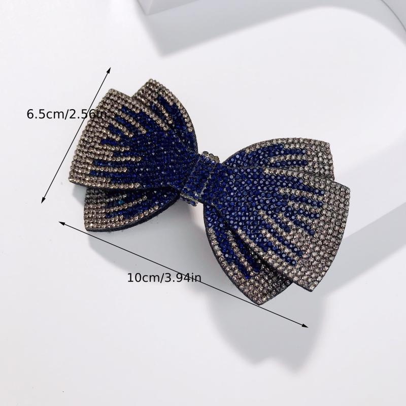 Rhinestone Bow Hairpin Back Head Clip Headdress Spring Clip