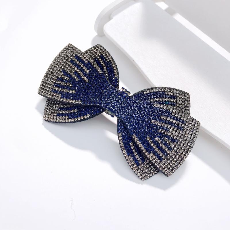 Rhinestone Bow Hairpin Back Head Clip Headdress Spring Clip