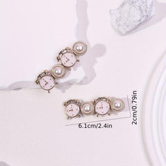 2pcs Faux Pearl Duck Billed Hair Clip for Women
