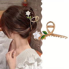 Metal Flower Hair Claw Clip Strong Hold for Thick Hair