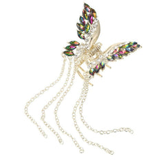 Golden Butterfly Hair Claw Clips with Tassel for Women Vintage