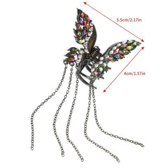 Golden Butterfly Hair Claw Clips with Tassel for Women Vintage