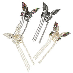 Golden Butterfly Hair Claw Clips with Tassel for Women Vintage