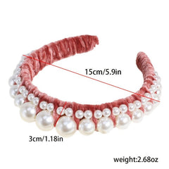 Faux Pearl Hair Hoop Velvet Wide Brimmed Hair Hoop Hair Accessories