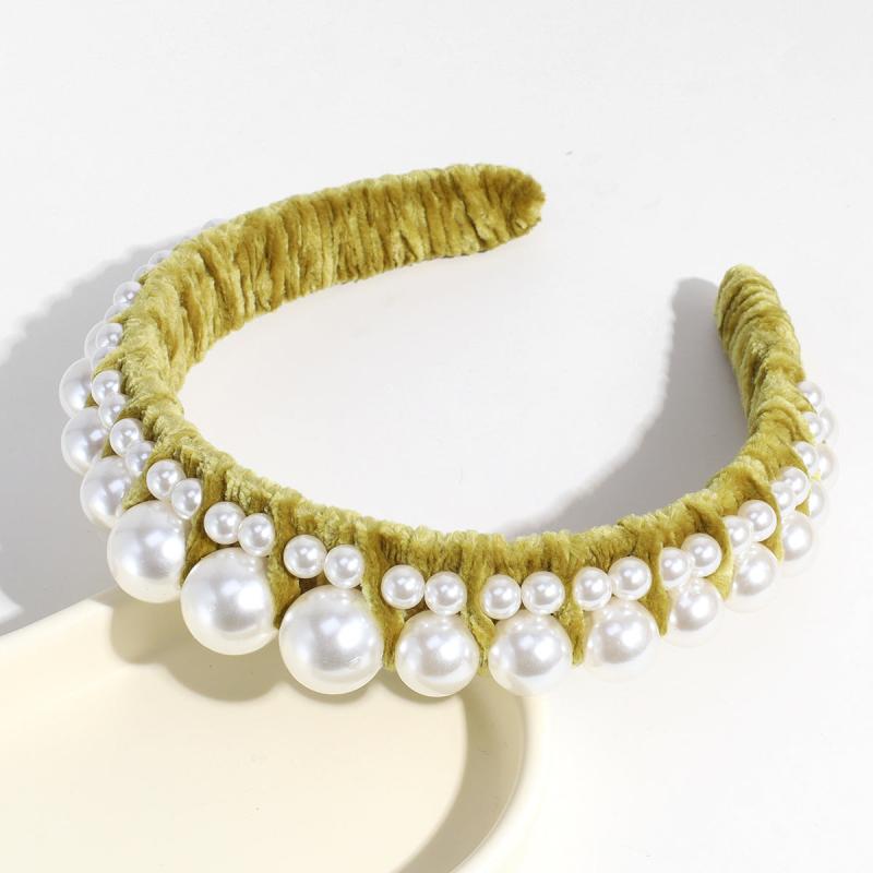 Faux Pearl Hair Hoop Velvet Wide Brimmed Hair Hoop Hair Accessories