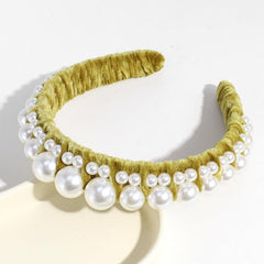 Faux Pearl Hair Hoop Velvet Wide Brimmed Hair Hoop Hair Accessories